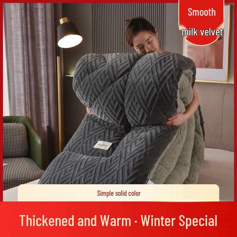 Thickened Lambswool Cotton Quilt - Warm, Double-Sided for Single Dormitory, Ideal for Winter, Spring, and Autumn