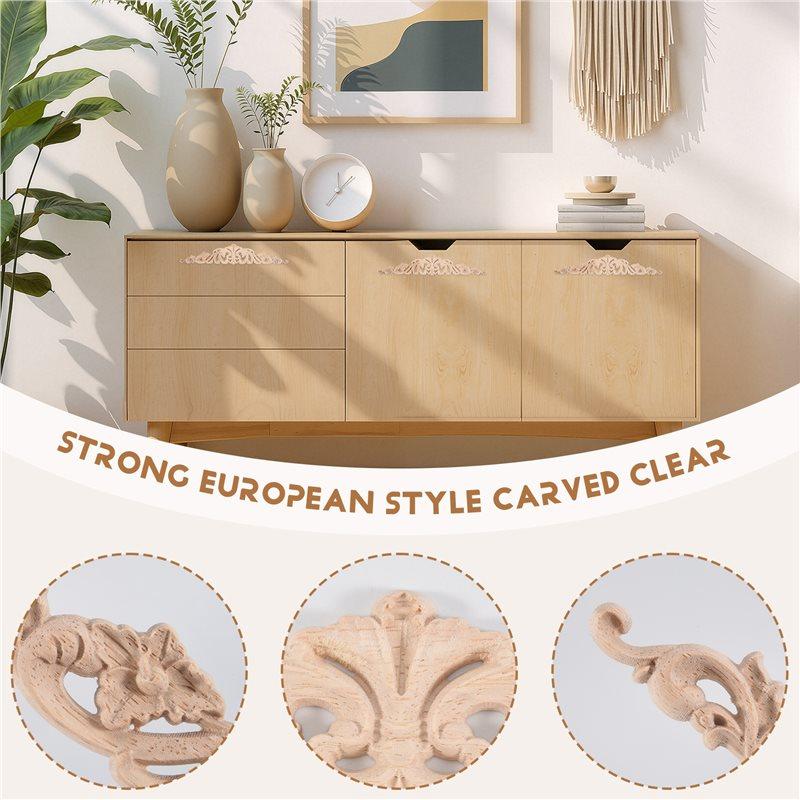 Fresh 4Pcs Wood Carving Decal Wood Carved Furniture Appliques Corner Onlay Applique Furniture Home Door Decor DIY