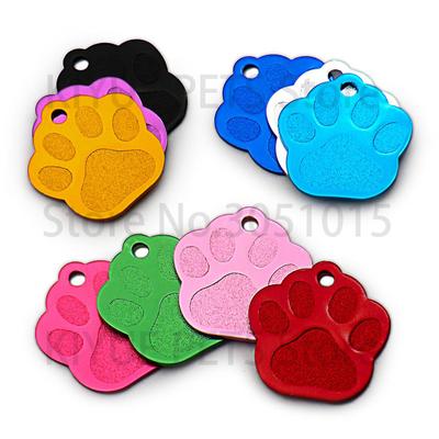 20Pcs PAW Shape 3D Exquisite Personalized Pet Dog ID Tags Custom Engraved Name Phone No. Cat For Dog  Pet Accessories