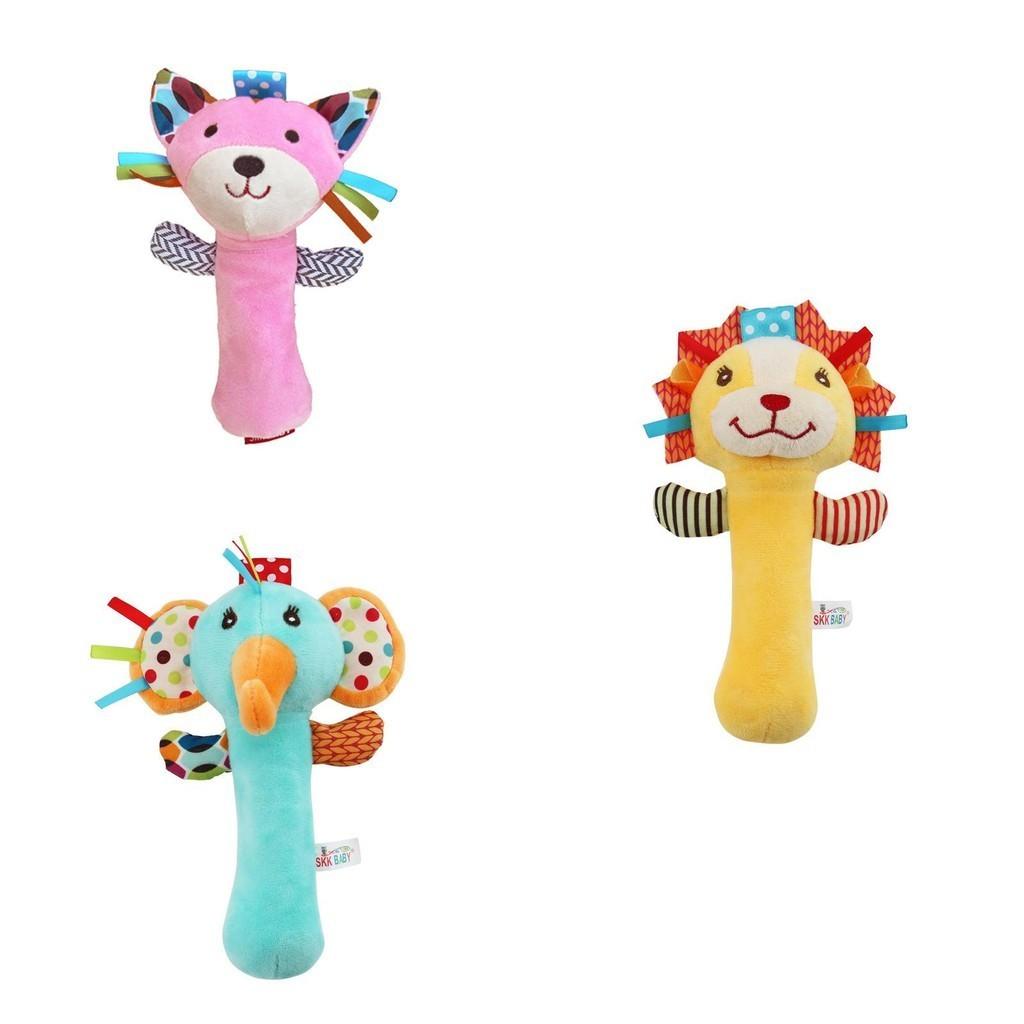 Skkbaby Baby Handbell Toy Plush Animal Rattle Stick Bed Bell Infant Toddler Children