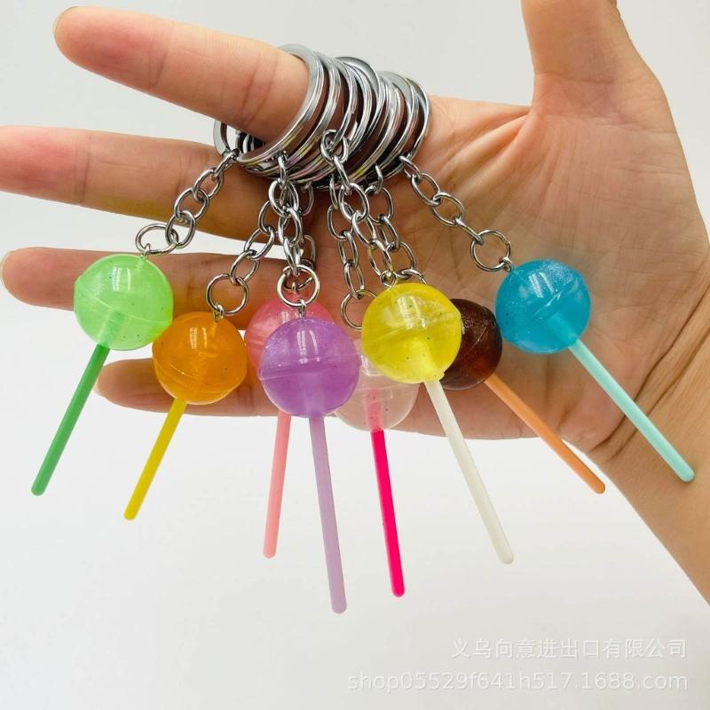 Llaveros Colgantes de Piruleta de Simulación Accesorios de Llavero con Forma de Caramelo de Colores