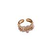 Exquisite French Zircon Pearl Double Layer Geometric Open Ring for Women - Luxurious and Unique Design