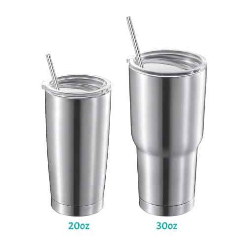 Kiemeu Reusable Dishwasher Safe Stainless Steel Metal Straws for 20oz and 30oz Tumblers