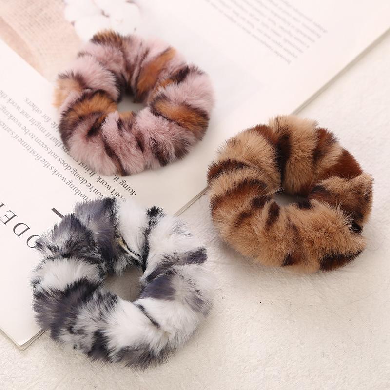 Hair Tie Rope Elastic Hair Bands Plush Fur Scrunchies Colorful Leopard Print Hair Tie Rope Elastic Hair Bands Plush Fur Scrunchies Colorful Leopard Print