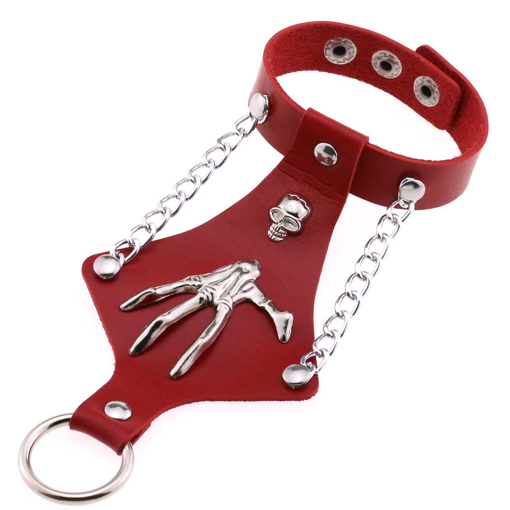 Exaggerated Non Mainstream Ring Bracelet Leather Bangle Punk Goth Skull Claw Sleeve Bracelet