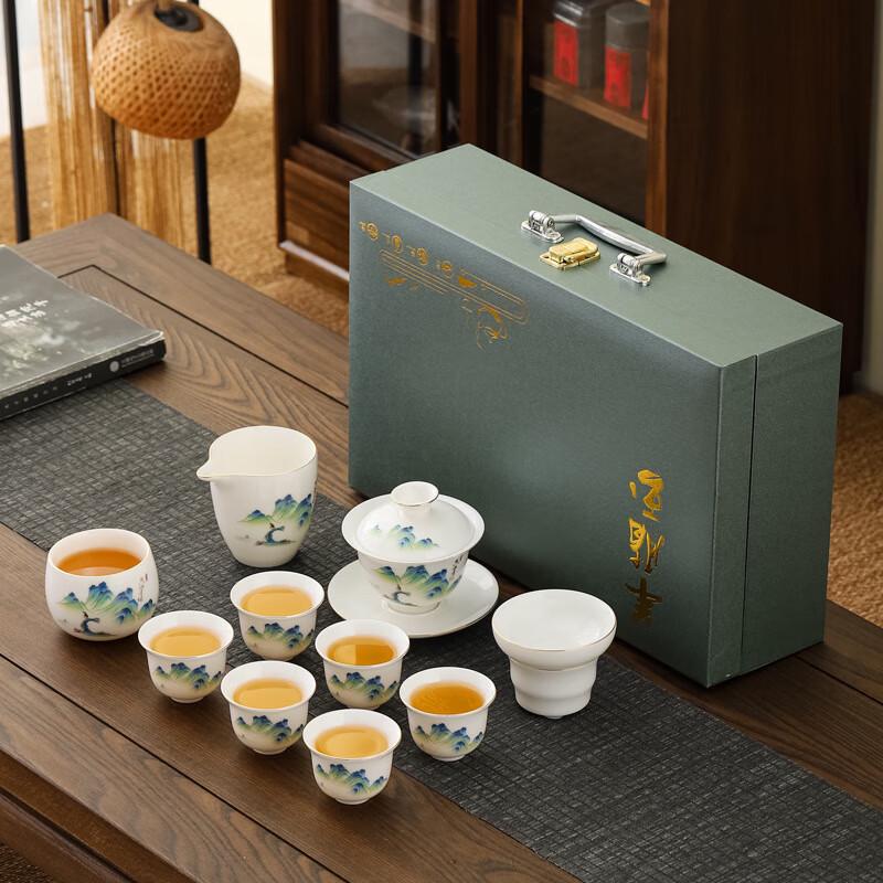 Dehua Sheep Fat Jade White Porcelain Kung Fu Tea Set