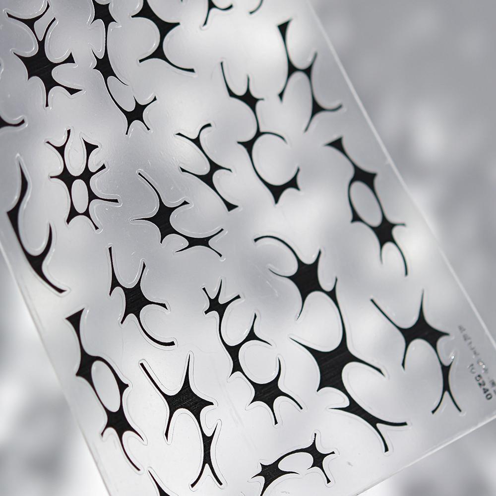 Abstract Silver 5D Nail Art Sticker Elegant French Curve Asymmetric Line Fragments Modern Artistic Self Adhesive Manicure Decal