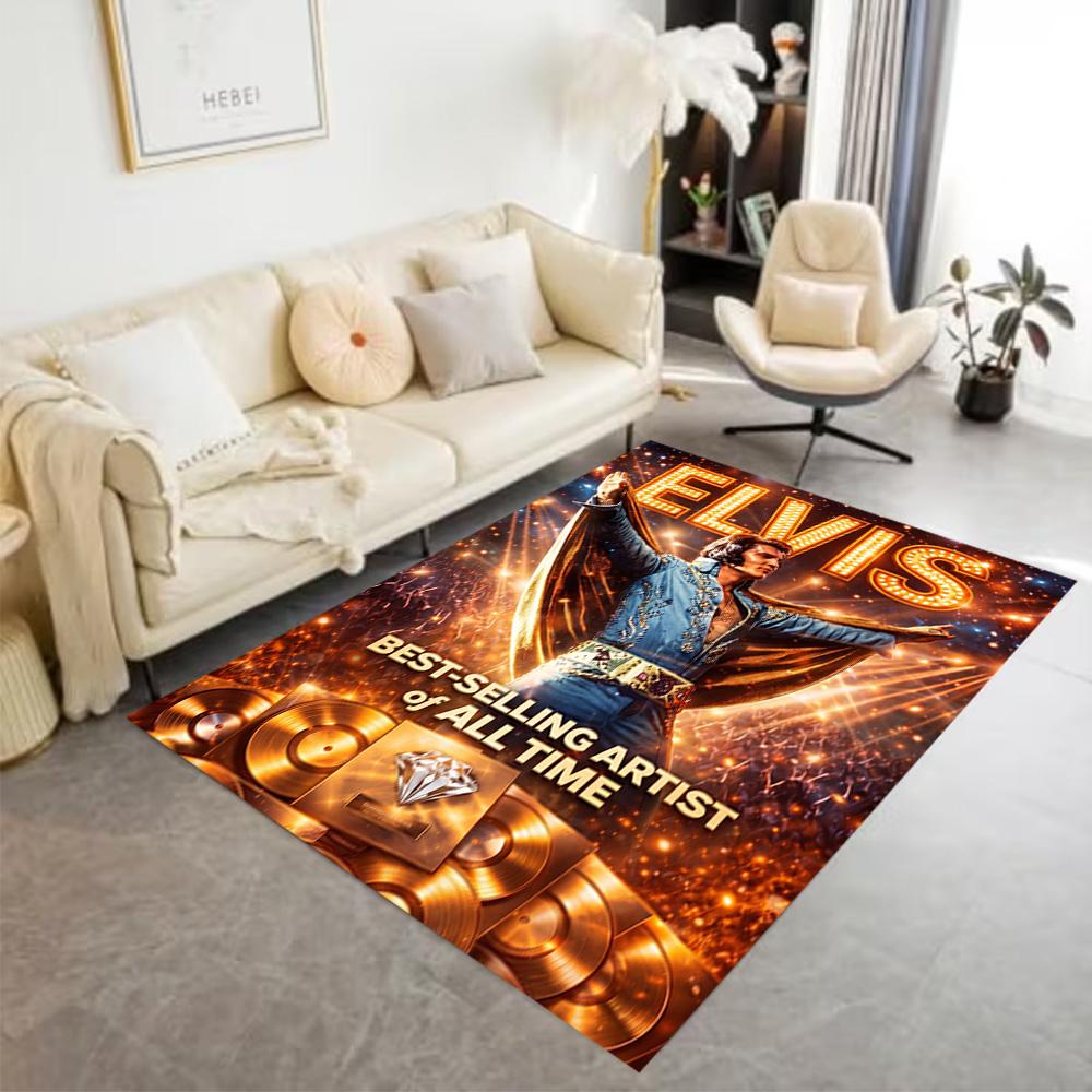 Elvis Presley Fan Quote Area Rug Suitable for Study room Entryway Game Room Playrooms Antislip Carpet Anime Office Decor Birthday/Christmas Gift