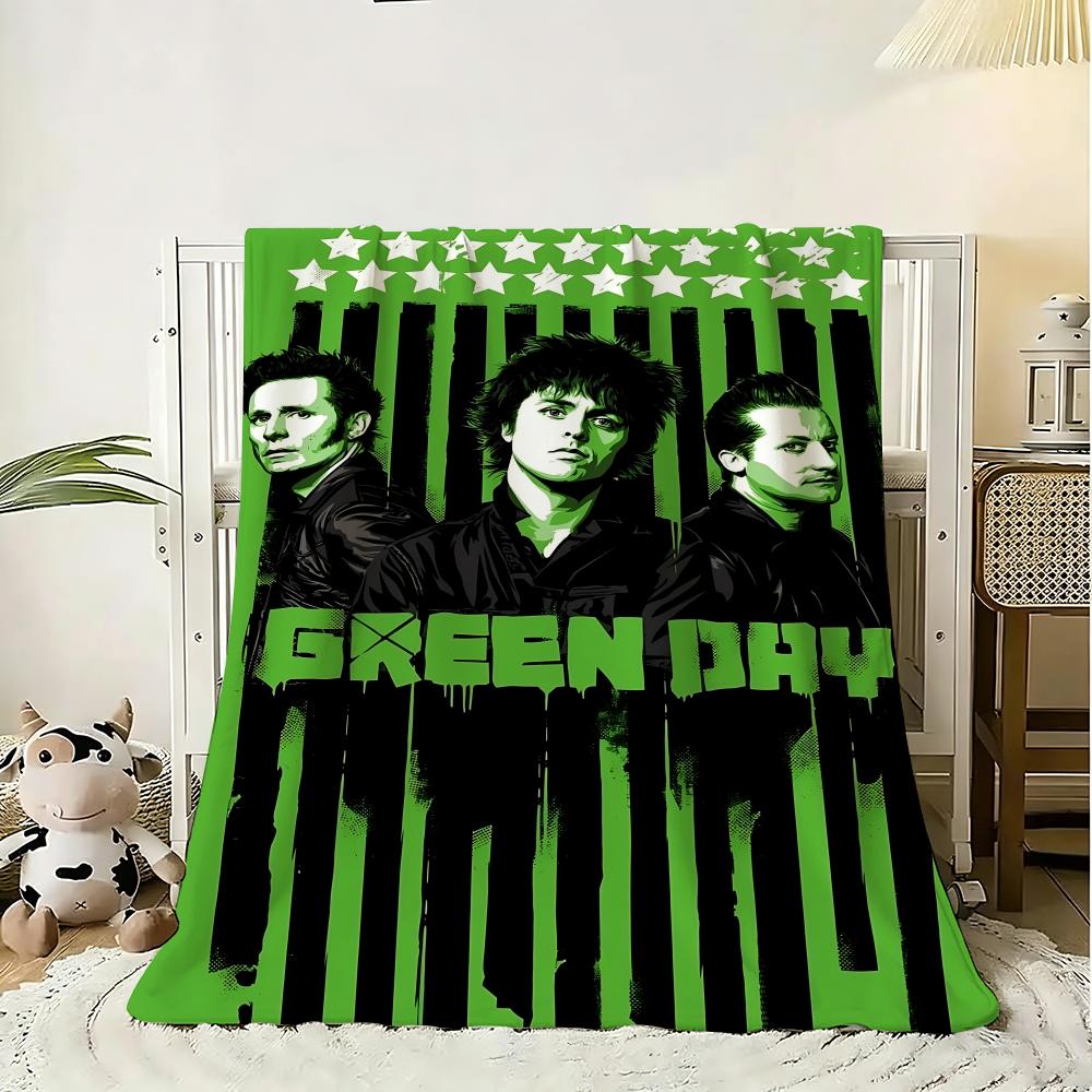 Green Day Band Album Throw 240g Flannel Blanket Lightweight Soft Skin-friendly Summer Thin Throw Blanket 75x90cm