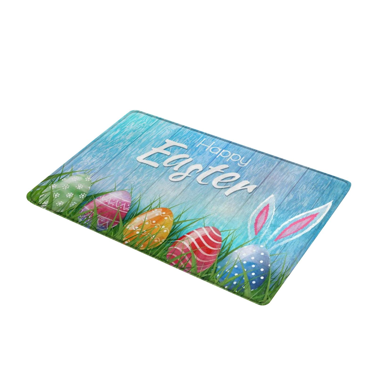 Cute Easter Pattern Letter Print Floor Mat, Absorbent Foot Mat, Bedroom Living Room Non- Floor Mat, Entrance Mat, 40×60cm