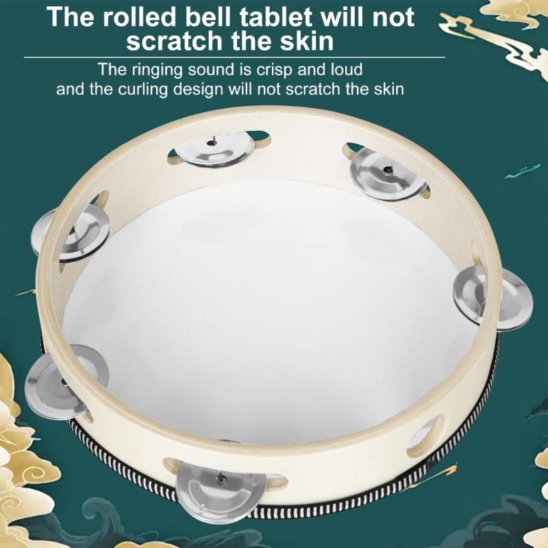 Metallglocken Hand percussion Trommel mit ergonomischem Griff 8 Zoll Einzelreihe Tamburin Rundes Musikalisches Tamburin