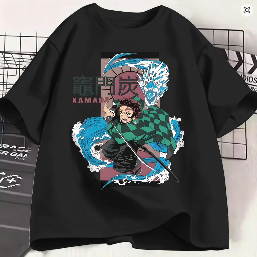 Kamado Tanjiro Tshirt For Unisex Demon Slayered Amazing Pure Cotton Tee Shirt O Neck Short Sleeve T Shirt Party Clothing