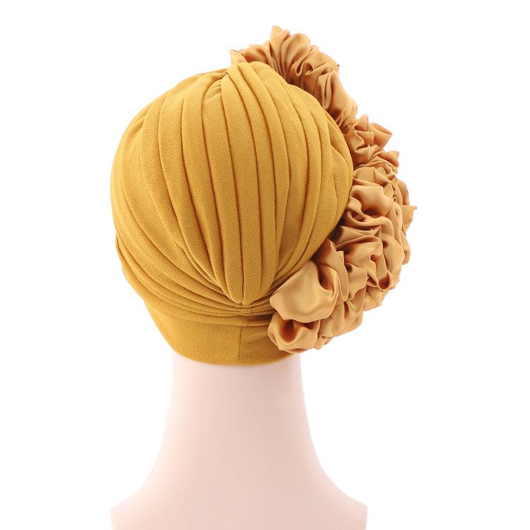 2022 New Design Women African Turban Headwraps Fashion Plain Auto Gele Discoid Flowers Cap Bonnet Hijab