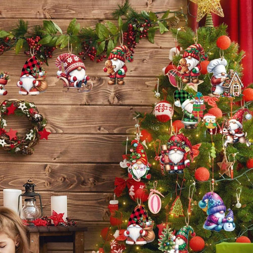 24 Stück/Set Weihnachtsmann Wichtel Weihnachtsbaumschmuck Handgefertigt DIY Weihnachten Anhänger Frohes Neues Jahr