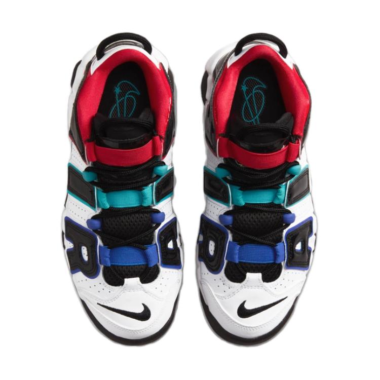Nike Air More Uptempo Anti-Slip Anti-Kick Shock Absorption Wear-Resistant Mid-Top Kids Basketball Shoes Kids Basketball Shoes Black White FV0838