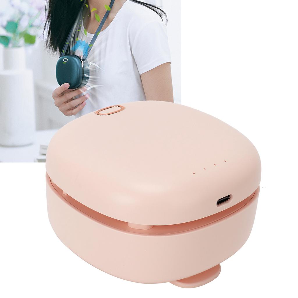 Outdoor Mini Hands Free Neck Fan Portable Hanging Waist Bladeless Fan USB Charging(Pink )