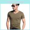 Mens Summer Casual Fashion V-neck T-shirt In Premium Quality Solid Colors
