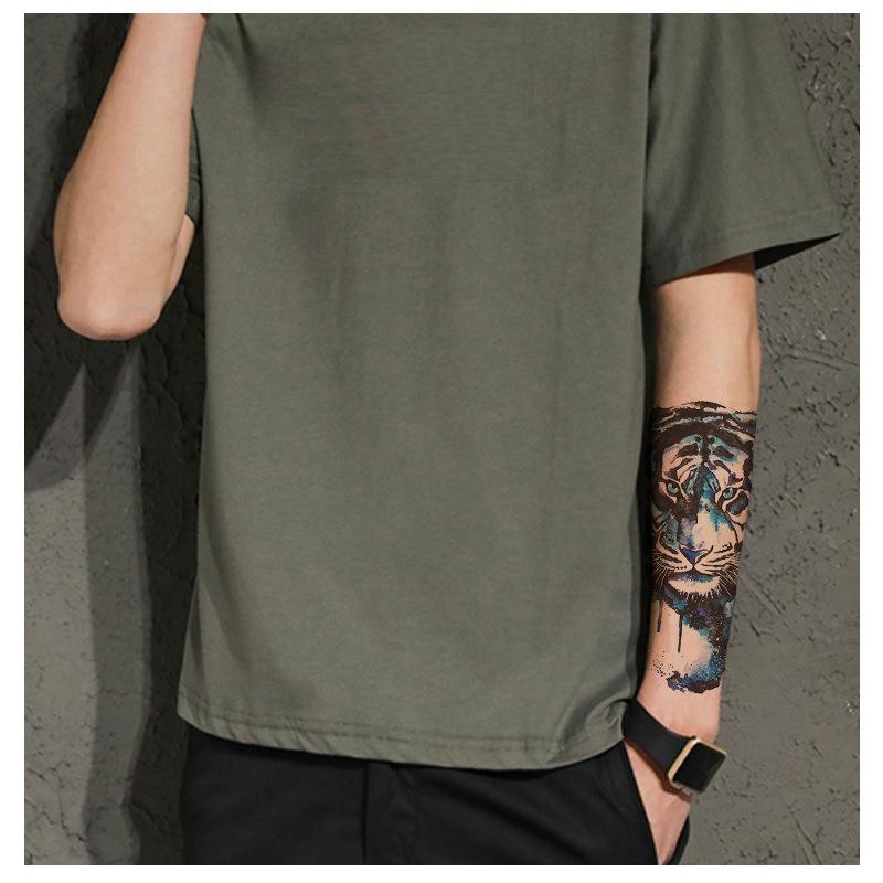 3D Farbe Tiger Wolf Halbarm Großes Muster Set Wassertransfer Simulation Tattoo Aufkleber