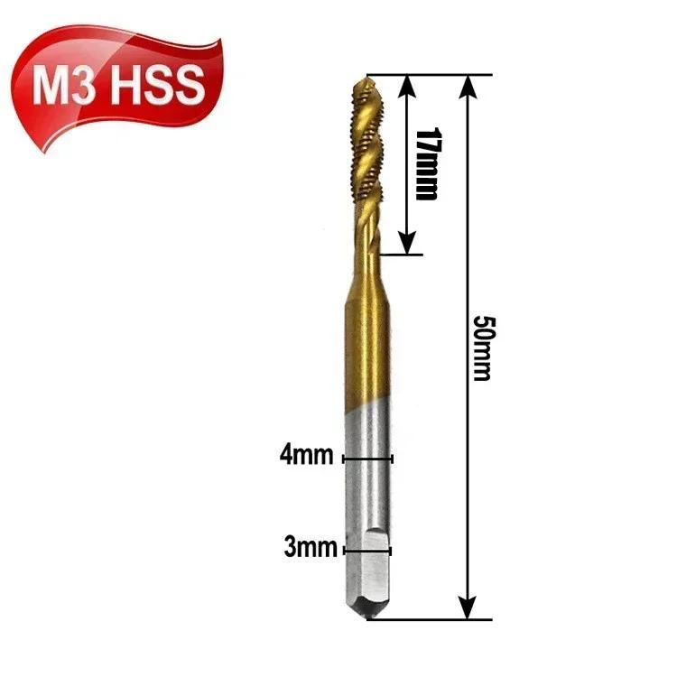 Schnellarbeitsstahl Gewindebohrer Metrisch HSS Bohrer Spiralnuten Maschinenschraubenbohrer M3 4 M5 M6 M8 Spiralspitz Metallbearbeitungsbohrer