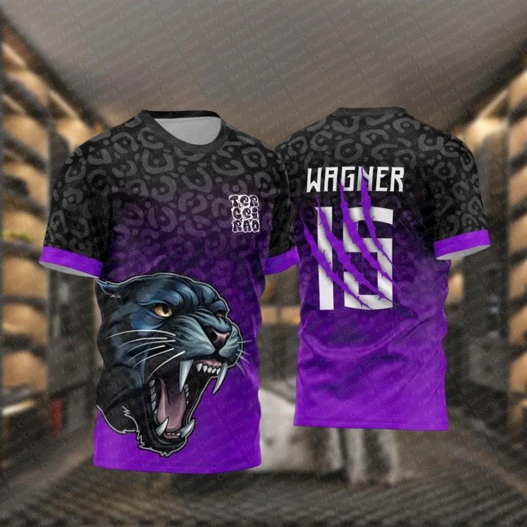 

2025 Summer New Men s Sports T-shirt Printed Black Panther Summer Training Sweat Quick Dry Comfortable Football Shirt 6XL