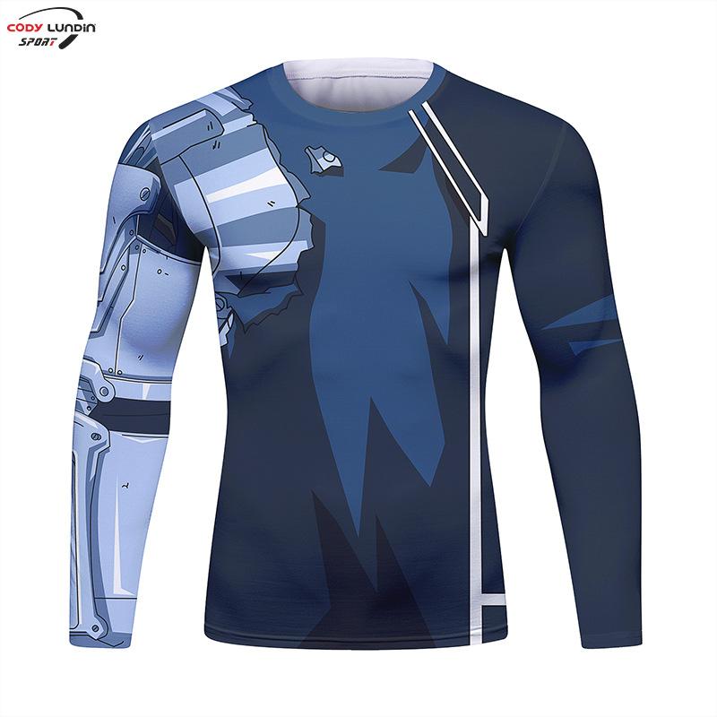 Maglia Compressione Palestra Uomo Anime GOKU Costume Cosplay T-Shirt Asciugatura Rapida Manica Lunga Fitness Bodybuilding Allenamento Magliette Sportive