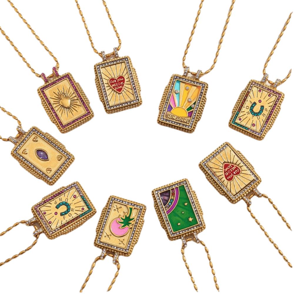 Brass Retro Necklace Real Gold Plated Waterproof 18K Gold Plated Necklace Multicolor Hypoallergenic Ethnic Necklace For Women