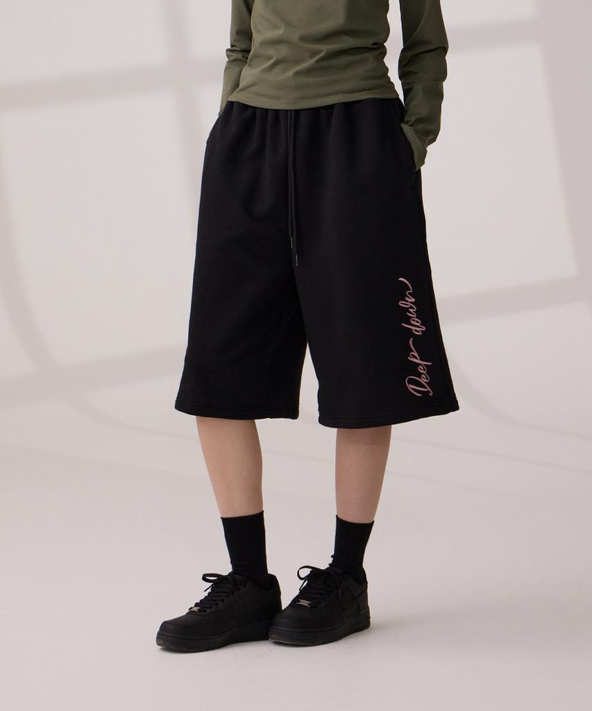 DANGLEDROP Dgdp Side Lettering Sweatshirt Bermuda Shorts Black