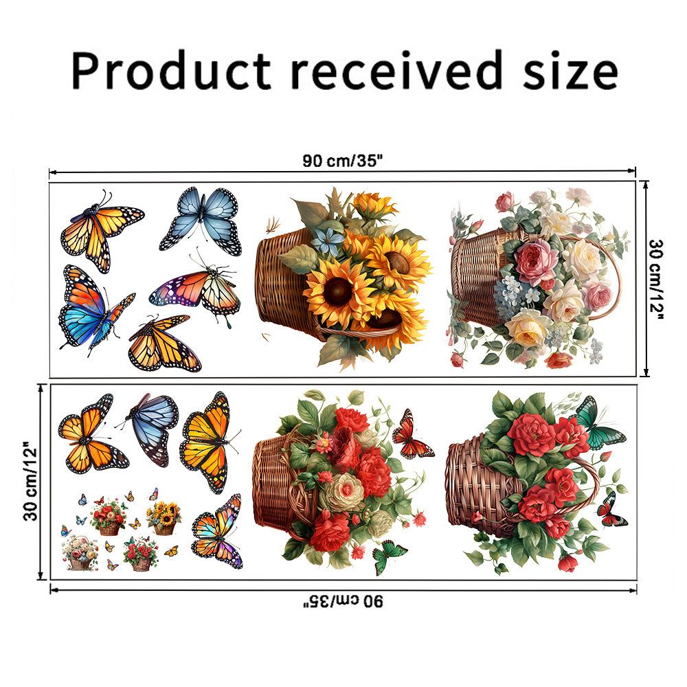 

Flower Wall Decals 2X Waterproof Butterfly Window Stickers Modern Green Plant Mural Removable Art Backdrop For Bathroom Living 30x90cm 2pcs