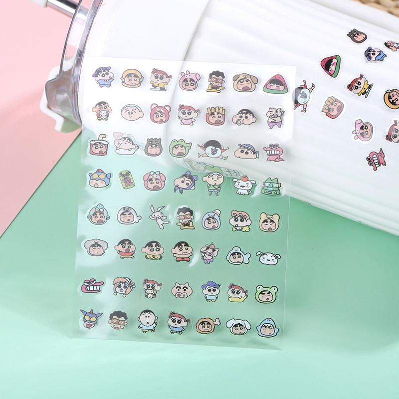 3Sheets 168Pcs Crayon Shin-Chan Cartoon Stickers Kawaii Toy Cute Trunk Notebook Hand Account Decorate Lovely Nail Patches