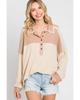 Azura Exchange Apricot Oversized Knit Top With Waffle Contrast