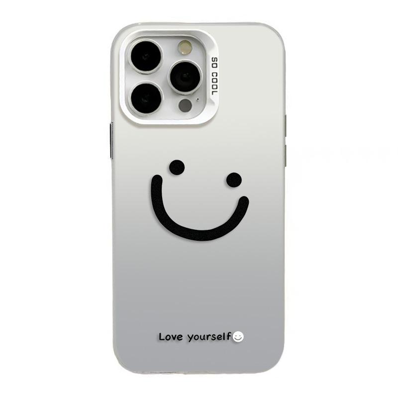 Trendy 17 Apple 15 Pro Max Phone Case - Happy Face, High-End Feel, Full Coverage for 14/13/12 Models