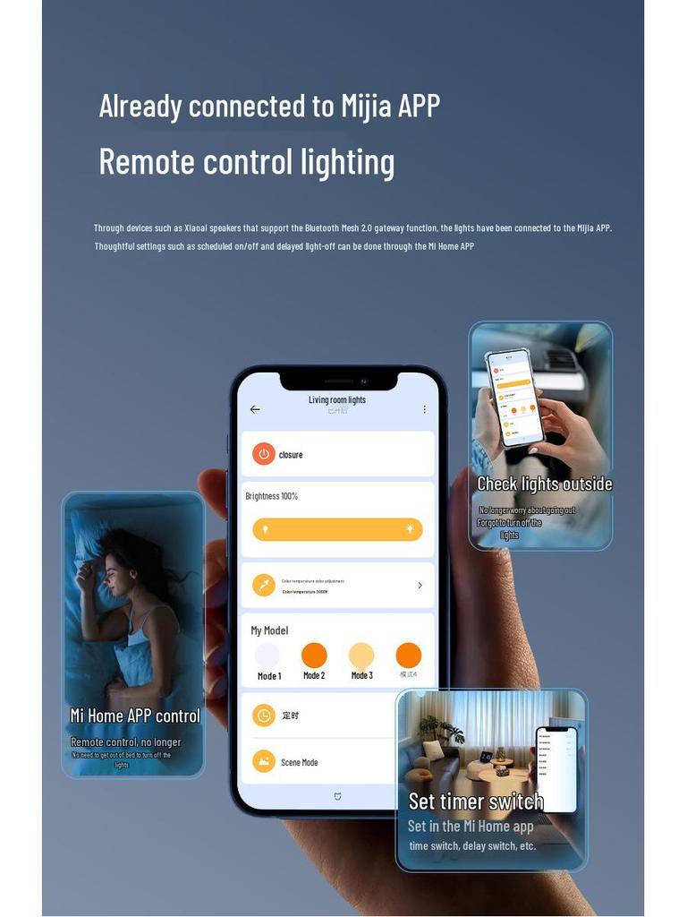 Mijia Smart LED Einbaustrahler: Bluetooth 2.0, Vollspektrum, Integrierte Deckenleuchte für Wohnzimmer
