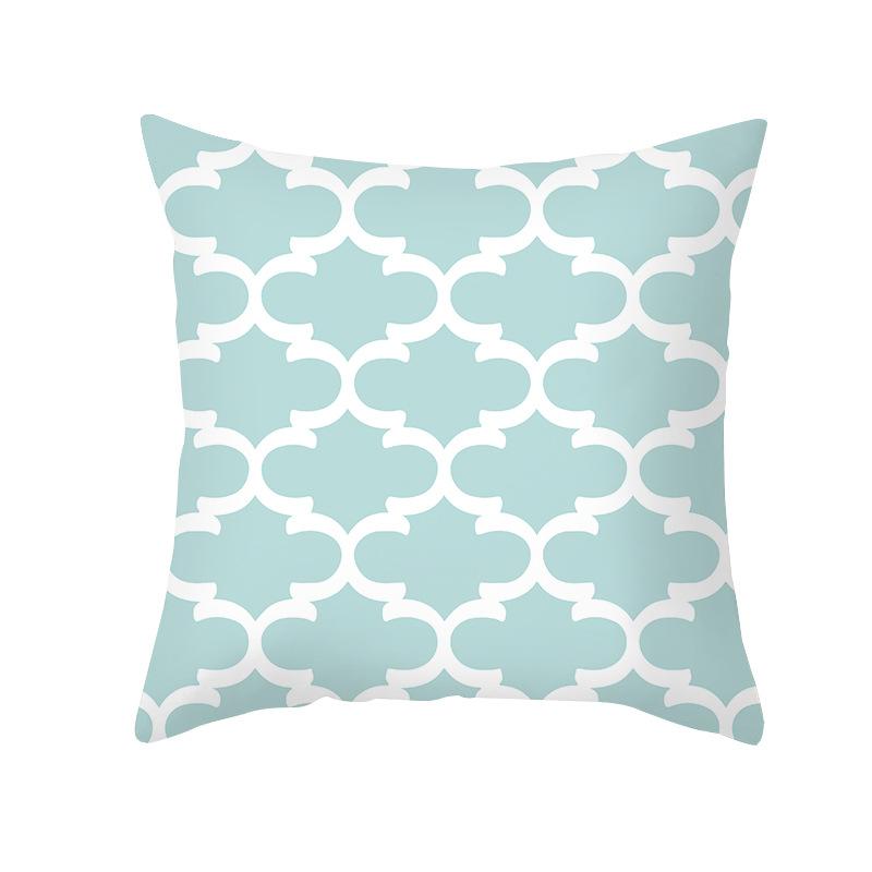 Blue Geometric Pillow Cover Nordic Simple Shopee Home Sofa Cushion Cover Peach Skin Printed Cushion