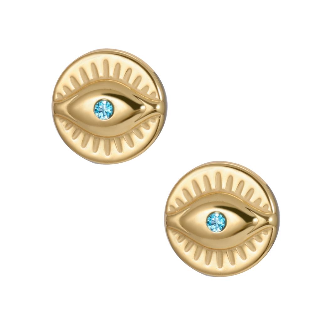 LIKGREAT Trendy Evil Eye Earrings Turkish Nazar Boncuk Protection Stud Earring Stainless Steel Jewelry Amulet Gift for GirlWomen