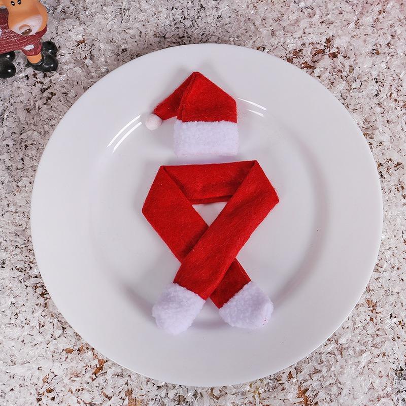 1/2/4/6set Wine Bottle Cover Scarf Hat Sets Santa Claus Wine Bottle Decors Xmas New Year Dinner Table Decor Gifts for Home Hotel