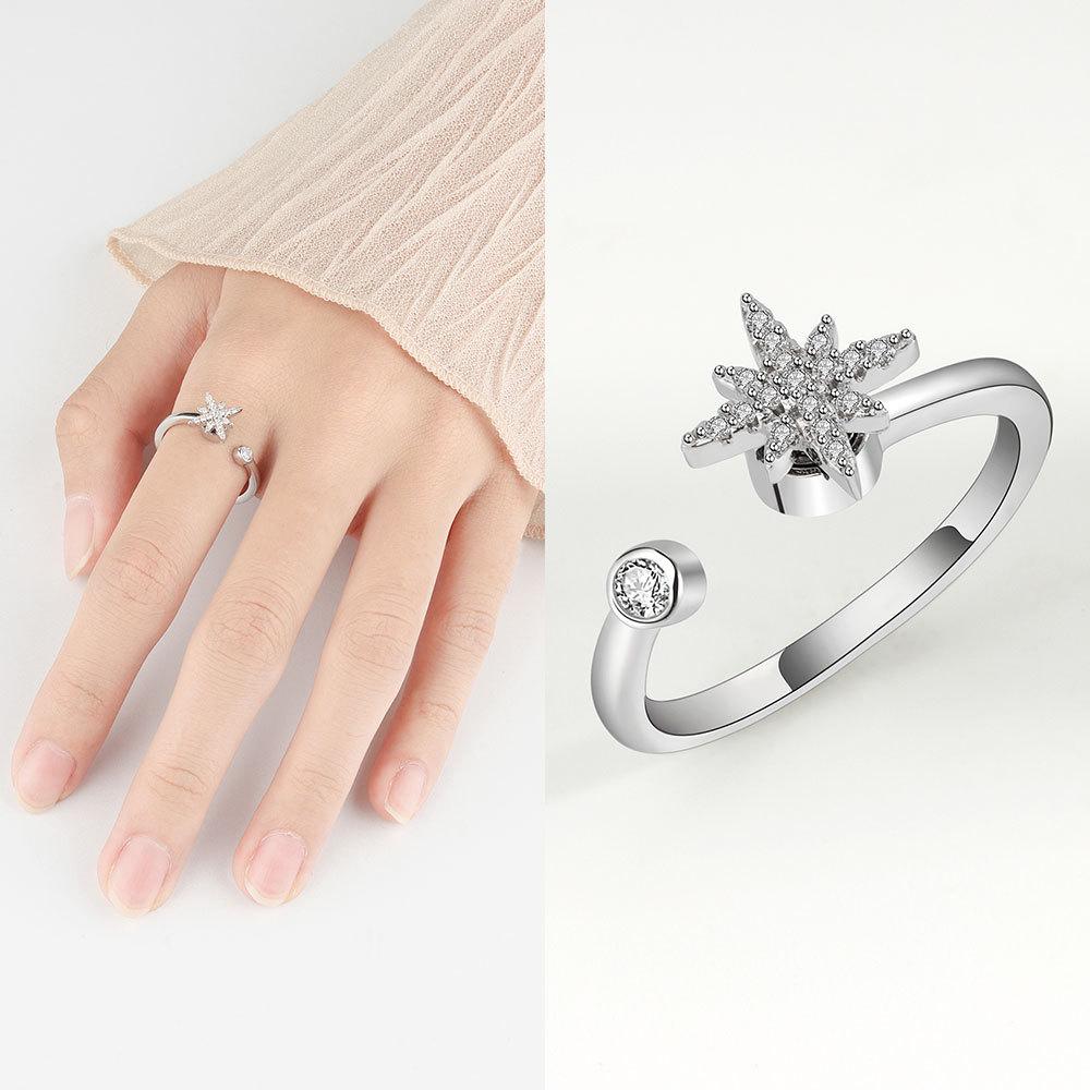 Zirkonový prsten Dámský Niche Prémiový Barevný Šťastný Květ Měsíc Hvězda Hřejivý Módní Elegantní Jedinečný Delikátní Vznešený Otevírací Nastavitelný Prsten