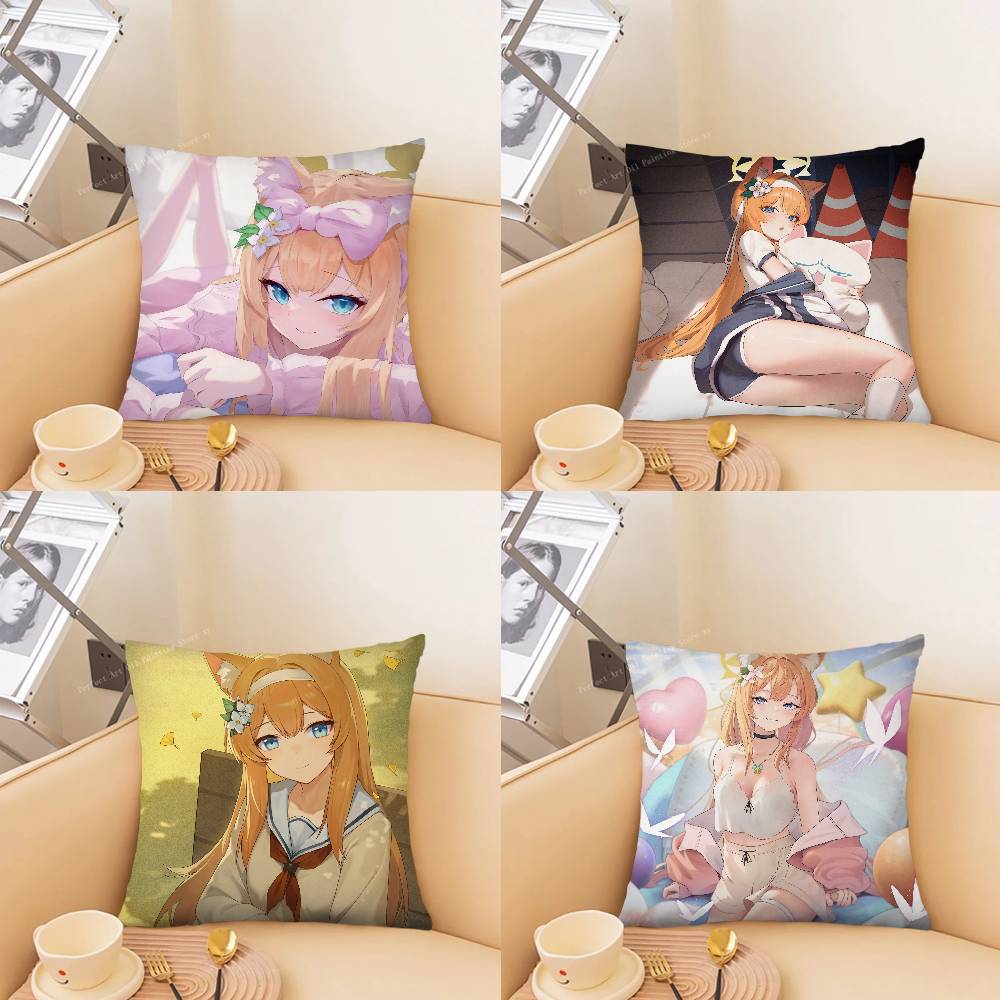Mari Anime Game BBlue Archive Pillow Case Fashion Square Pillowcase Bedroom Sofa Room Ins Decoration Leisure