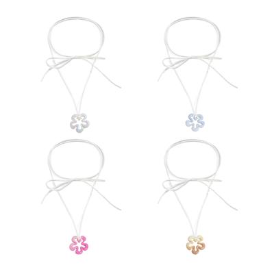 Collier Ras-du-cou Choker Y2K avec Pendentif Fleur Creuse Dégradée Chaîne de Clavicule Bijoux de Fête pour Femmes Filles