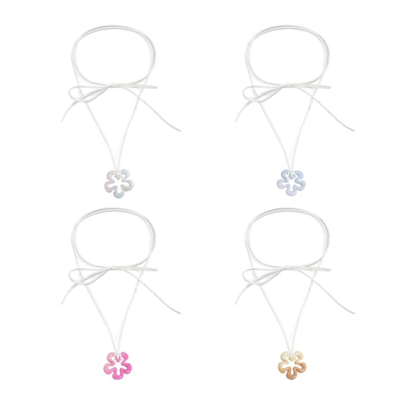 Gradient Hollow Flower Pendant Necklace Y2K Choker Collar Necklace Clavicle Chain Neckband Party Jewelry for Women Girls