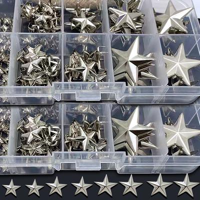 Lots Metal Star Rivets Garment Rock Punk Clothing Accessories Star Rivets Spots Nailhead Leather Craft DIY Studs Spikes Nailhead