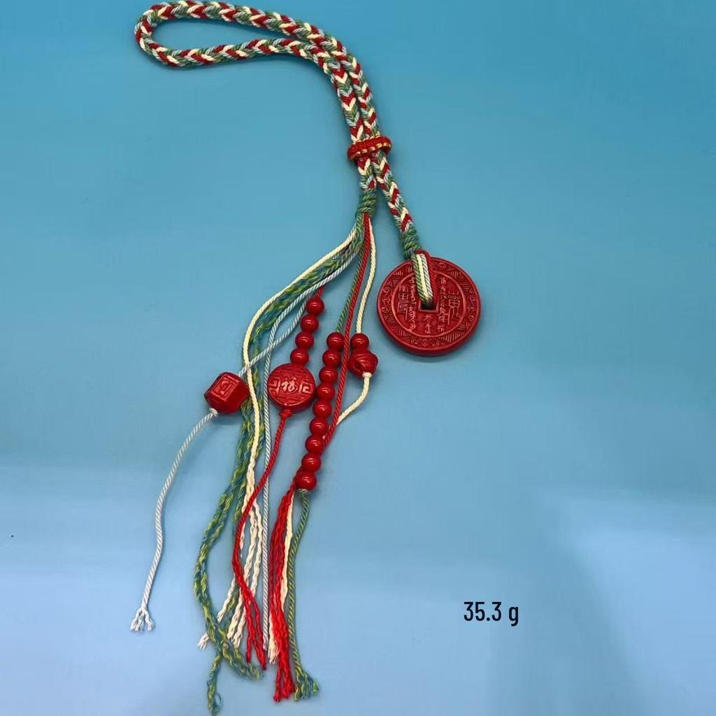 Authentischer Roter Sand Pixiu Drache & Phönix Anhänger: Sieben-Sterne-Schwert Kürbis Stil Auto- & Taschenhänge-Deko