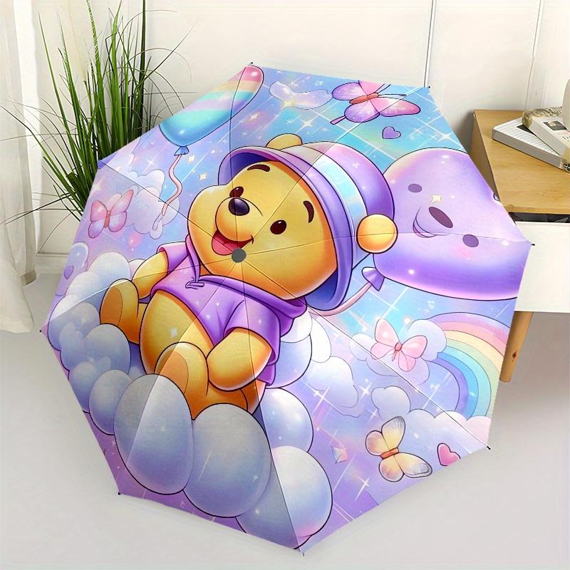 Disney Winnie-the-Pooh,Fantasy,Pastel Manual Opening and Closing Umbrella - 8-Rib Reinforced Folding Design, Lightweight and Portable, Suita