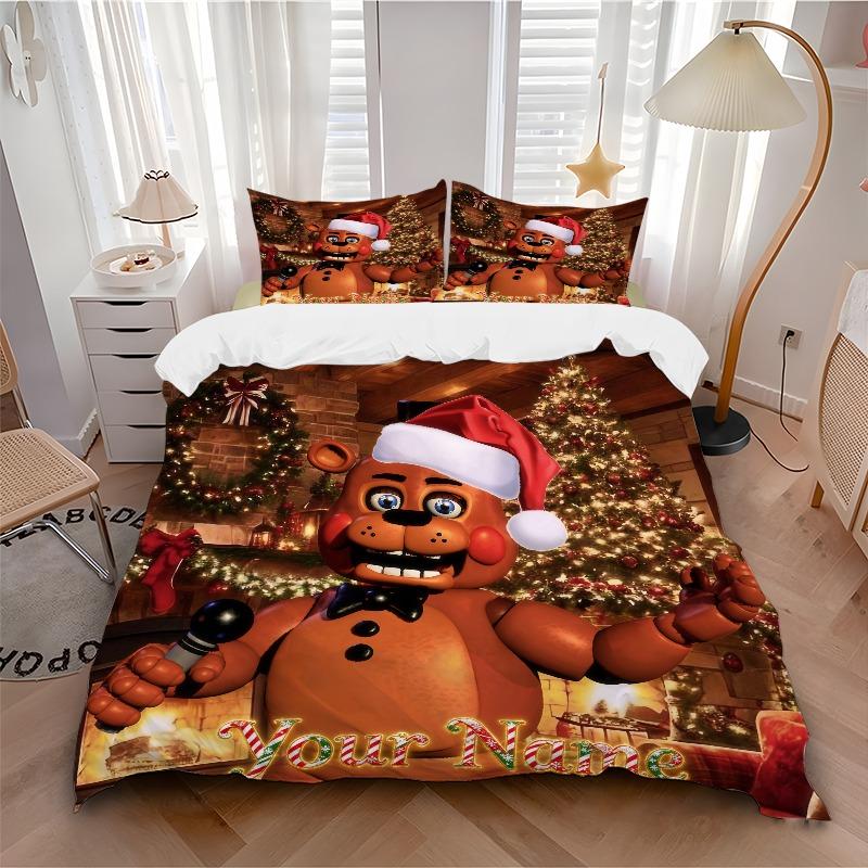 Custom 3Pcs Christmas Freddy'S Party Bedding Sets For All Sizes New 3D Printed Bed Cover Comforter Duvet Cover Pillowcase Bedroom Decoration