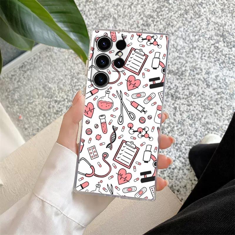Nurse Medical Medicine Health Heart Stethoscope Clear Case For Samsung Galaxy S26 S25 S24 S23 Ultra S20 S21 FE S22 Plus 5G Cover