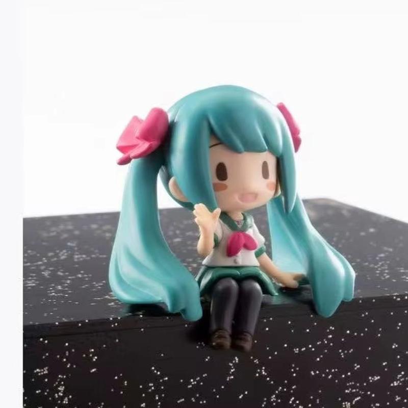 New Anime Character Miku Character Q Version Doll Pvc Cute Seat Model Decorative Toy Birthday Surprise Gift
