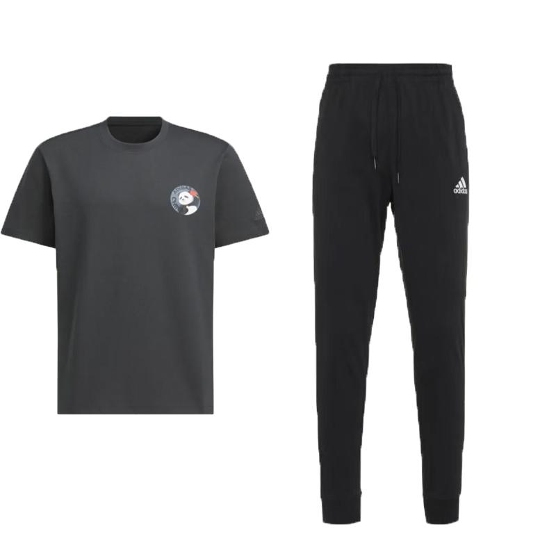 

Adidas Cartoon Anime Round Neck Short Sleeve Quick-Dry Cuffed Long Pants Casual Sports Suit Men suit JI6836+GK9226 S