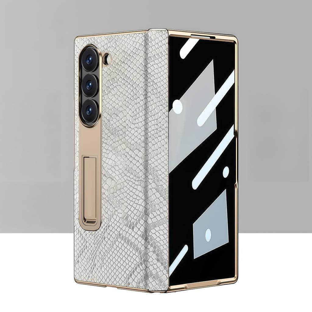 For Samsung Z Fold 7 Phone Case Electroplated Side Bracket Lizard Belly Tape Anti-peep Protective Cover for Samsung Z Fold 6 5 4
