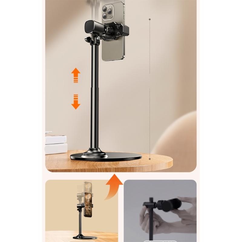 360 Degree Rotating Phone Holder Table Support Stand Multi Angle Adjustable Retractable Holder Stand for Live Broadcast