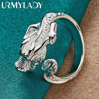925 Sterling Silver Dragon Regulowany pierścionek dla mężczyzn Moda Charm Biżuteria