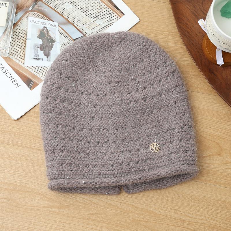 Fashion Versatile Winter Hat Women's Big Head Circumference Show Face Small Baotou Hat Ear Protector Warm Knitted Wool Hat